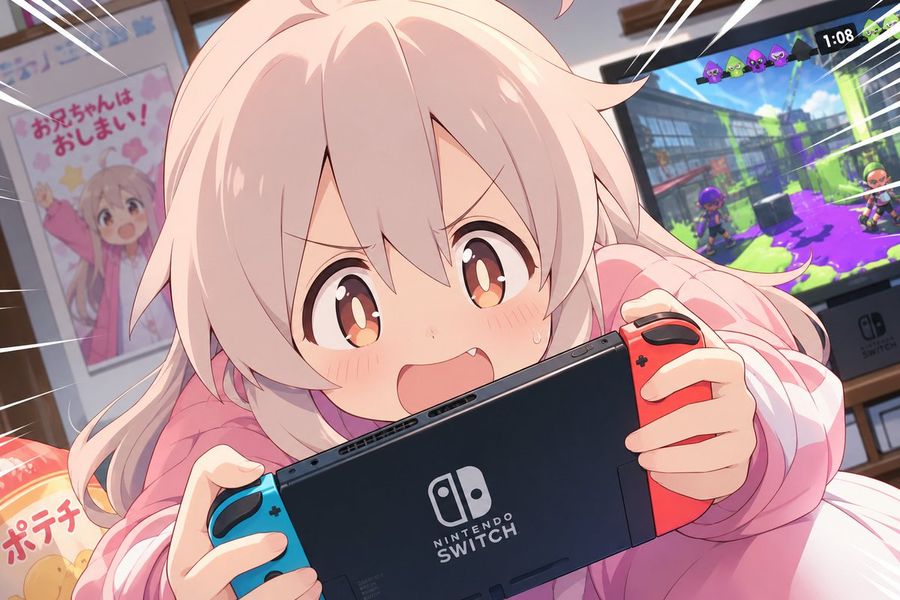 Mahiro Onimai Playing Nintendo Switch — GPT Image 2 image prompt example