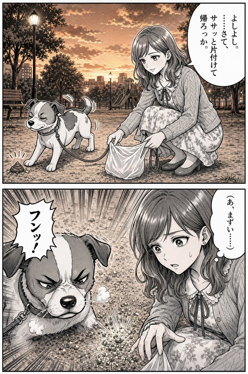 Manga Dog Kick At Sunset Park — GPT Image 2 image prompt example