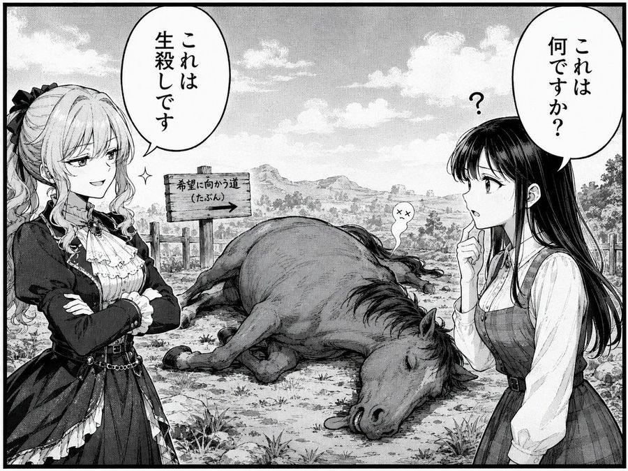 Manga Roadside Horse Gag — GPT Image 2 image prompt example