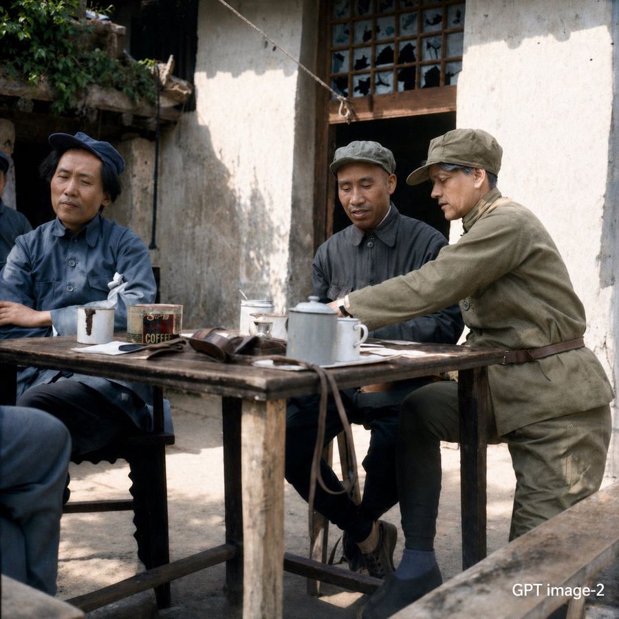 Mao Era Courtyard Meeting Photo — GPT Image 2 image prompt example