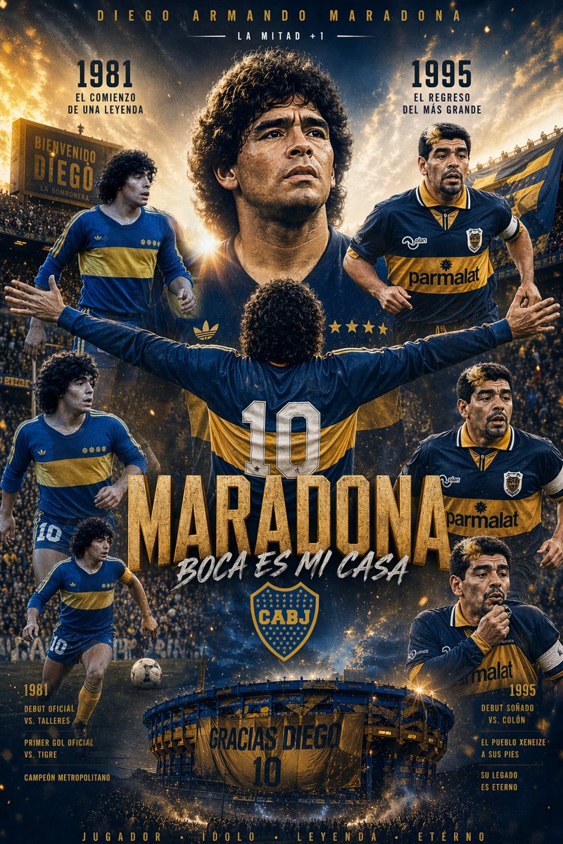 Maradona Boca Juniors Infographic Poster — GPT Image 2 image prompt example