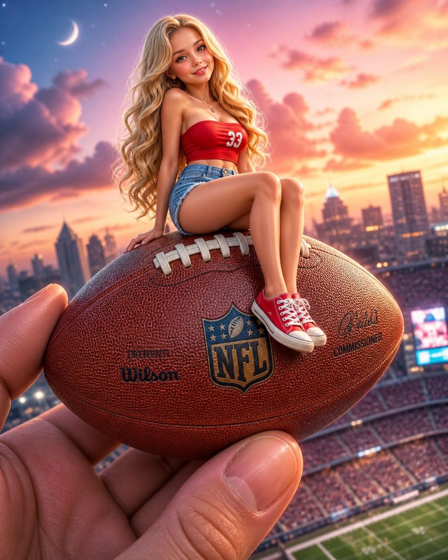 Miniature Girl Giant Football Fantasy — GPT Image 2 image prompt example