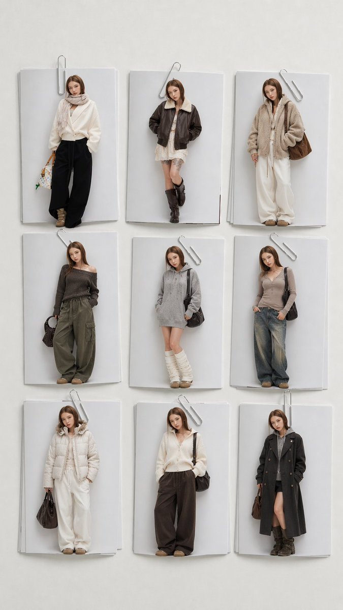 Minimalist 9 Look Fashion Collage — GPT Image 2 image prompt example