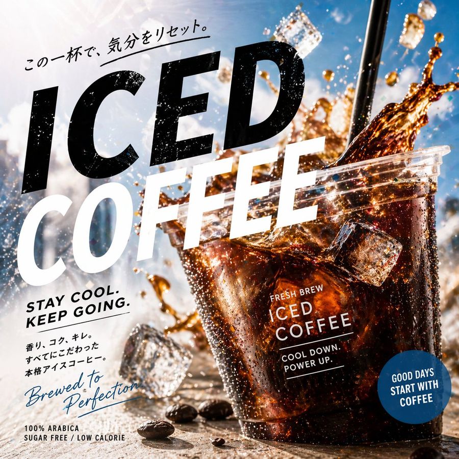 Modern Japanese Iced Coffee Ad — GPT Image 2 image prompt example