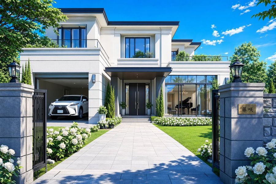 Modern Luxury Mansion Exterior — GPT Image 2 image prompt example