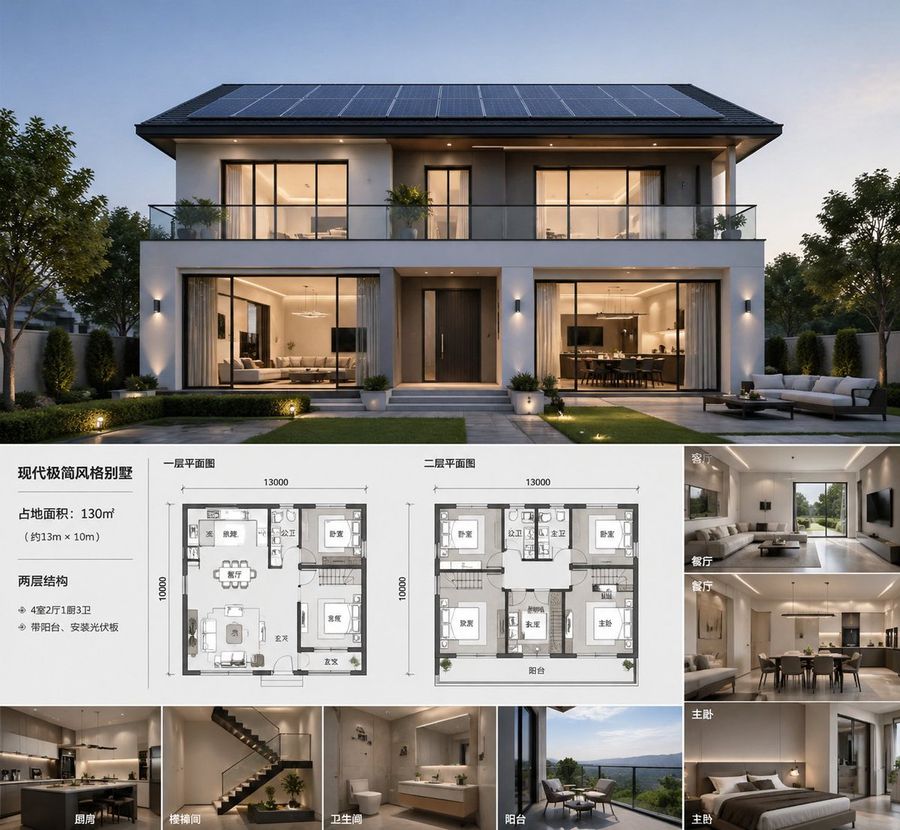 Modern Villa Architecture Presentation Board — GPT Image 2 image prompt example