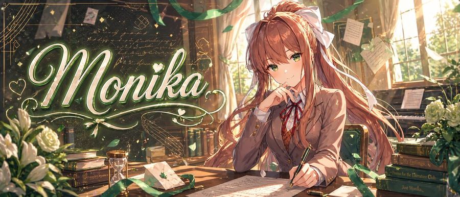 Monika Anime Banner Illustration — GPT Image 2 image prompt example