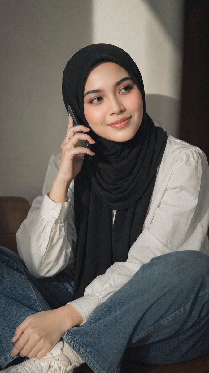Moody Hijab Phone Portrait — GPT Image 2 image prompt example