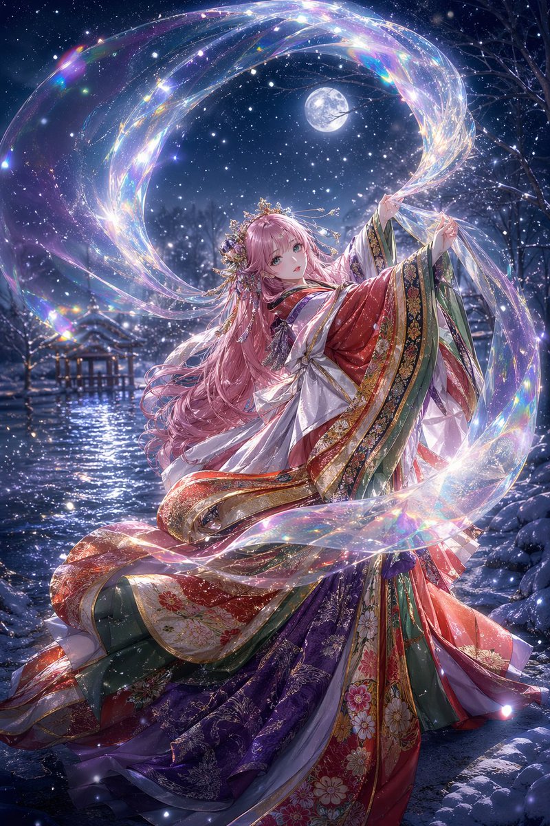 Moonlit Celestial Kimono Dancer — GPT Image 2 image prompt example