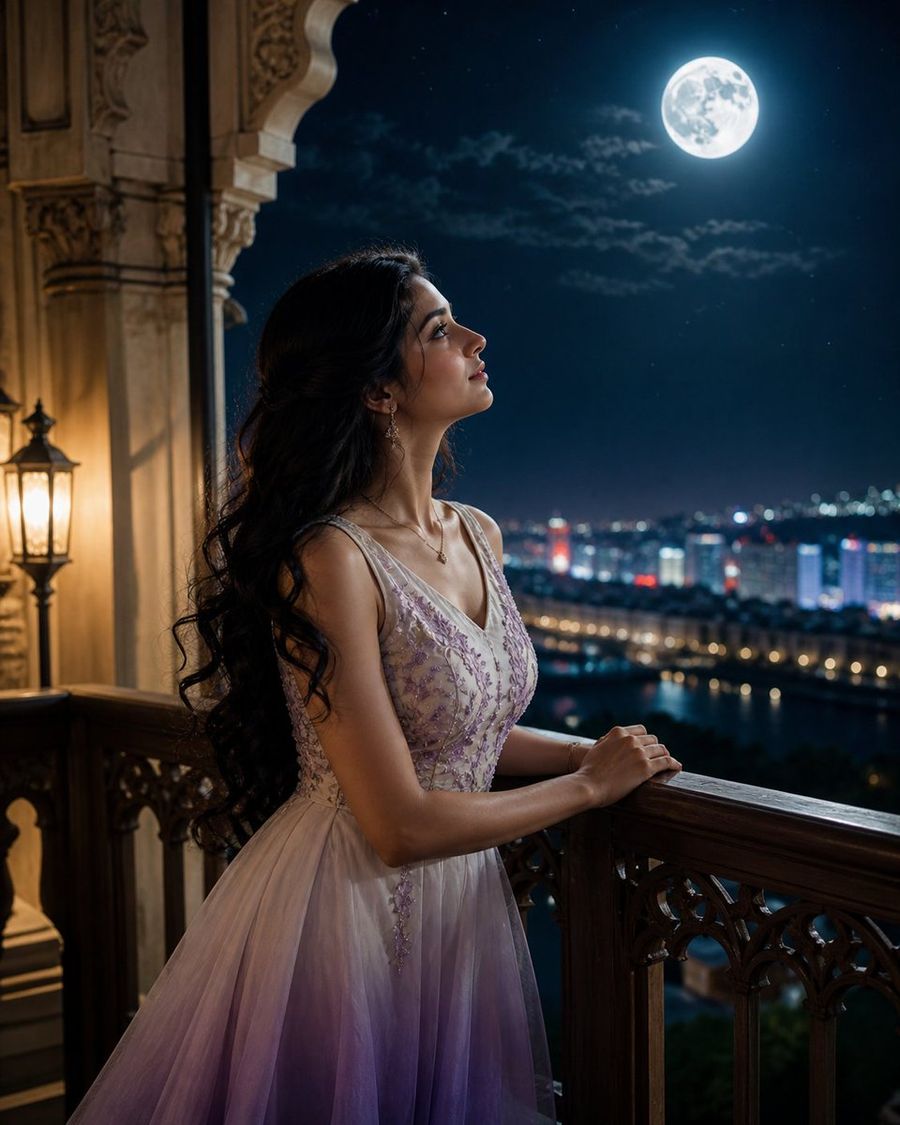 Moonlit Indian Balcony Portrait — GPT Image 2 image prompt example
