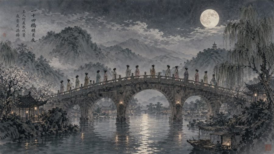 Moonlit Twenty Four Bridges — GPT Image 2 image prompt example