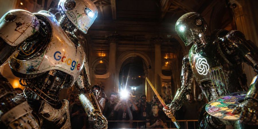 Museum Robot Art Duel — GPT Image 2 image prompt example