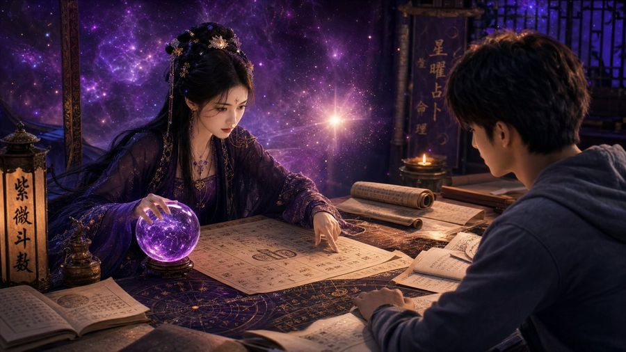 Mystic Fortune Telling Duo Scene — GPT Image 2 image prompt example