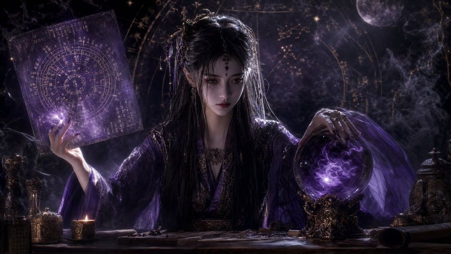 Mystical Smoke Chinese Diviner Portrait — GPT Image 2 image prompt example