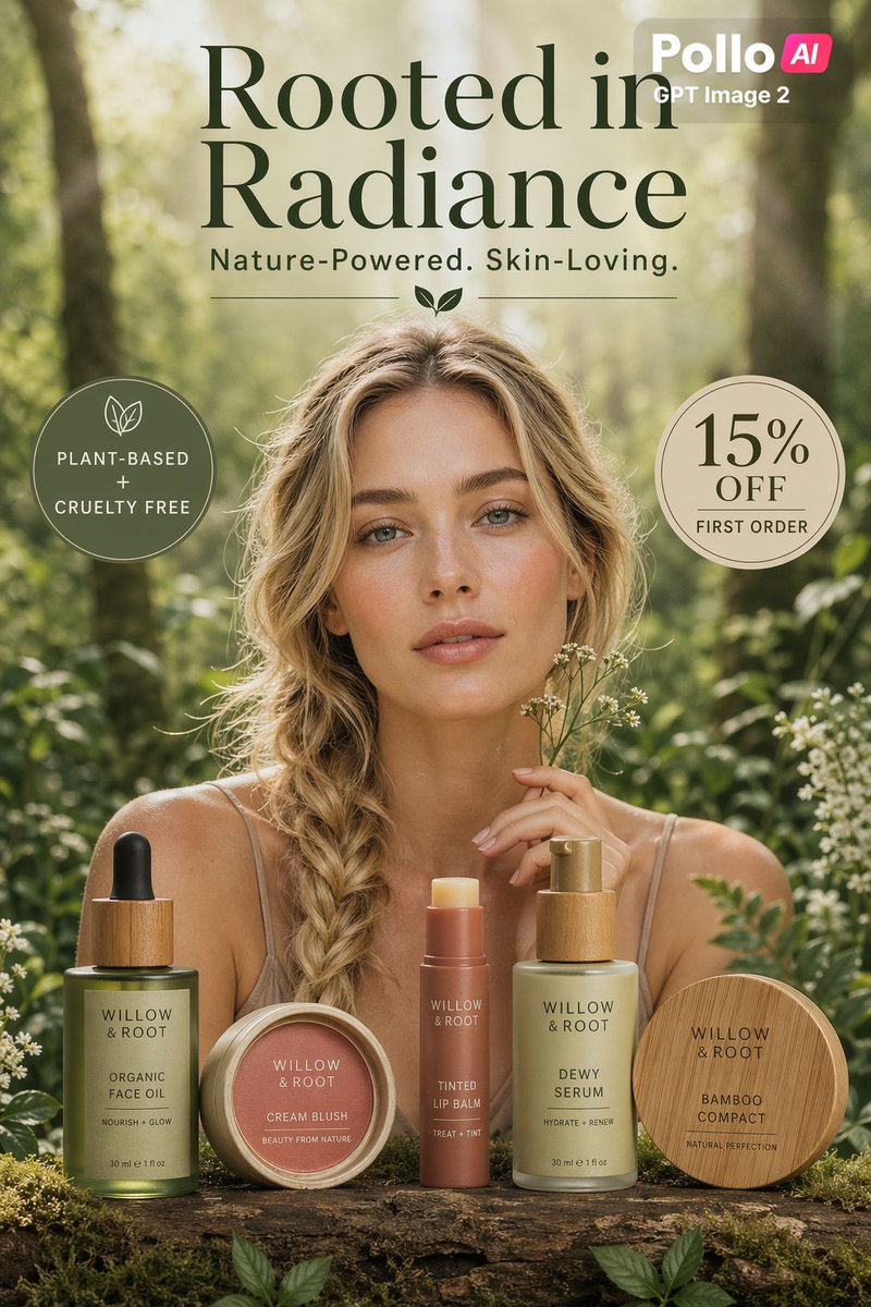 Natural Skincare Forest Ad — GPT Image 2 image prompt example