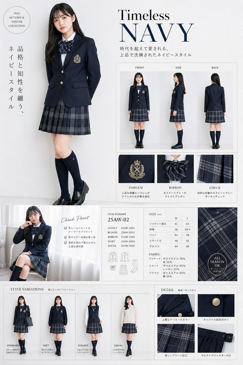 Navy School Uniform Catalog — GPT Image 2 image prompt example