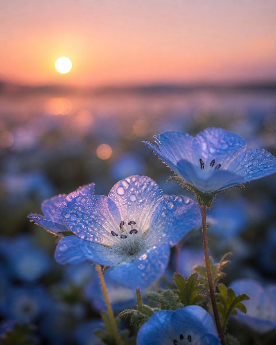 Nemophila Sunrise Macro by @muku_sns (-18425) — GPT Image 2 image prompt example