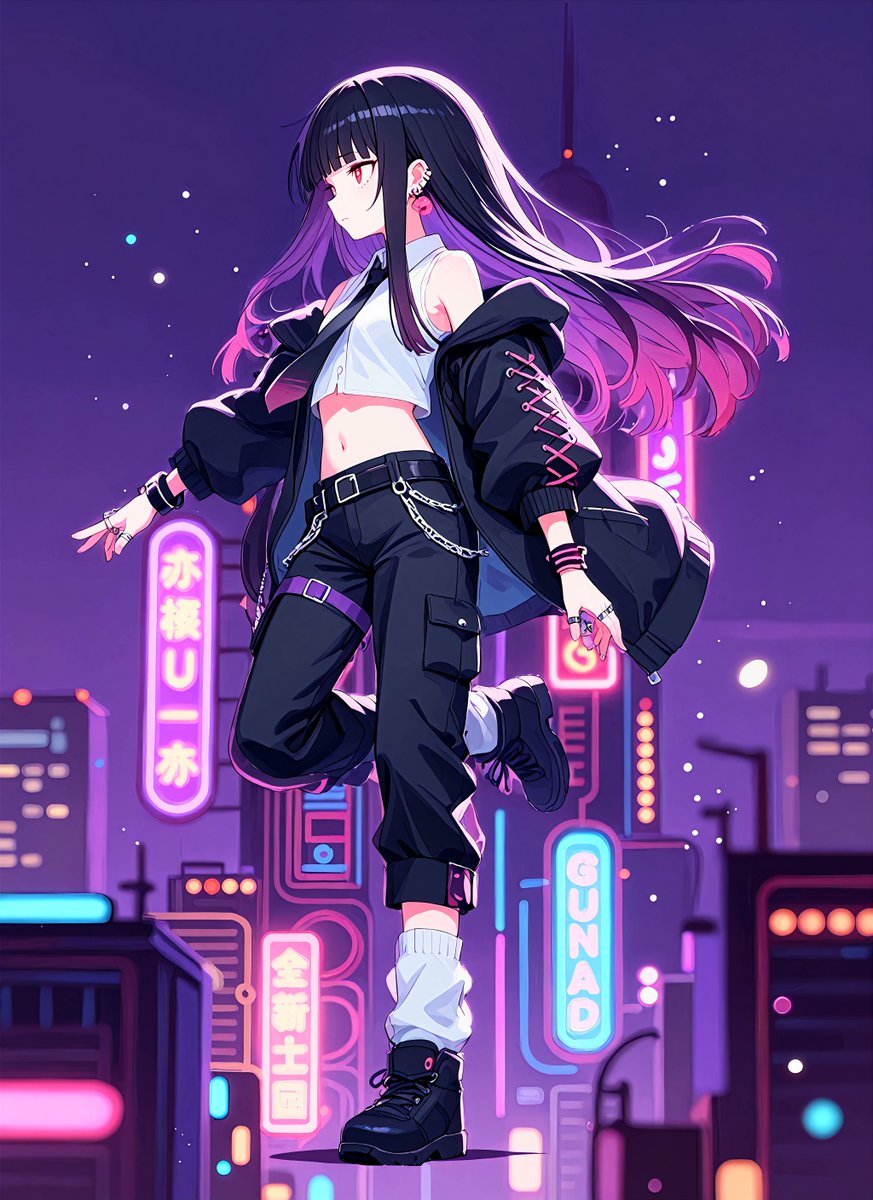 Neon Anime Streetwear Girl — GPT Image 2 image prompt example