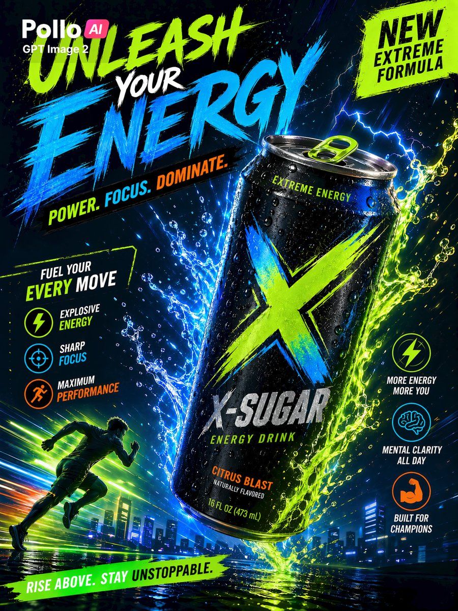 Neon Energy Drink Sports Poster — GPT Image 2 image prompt example