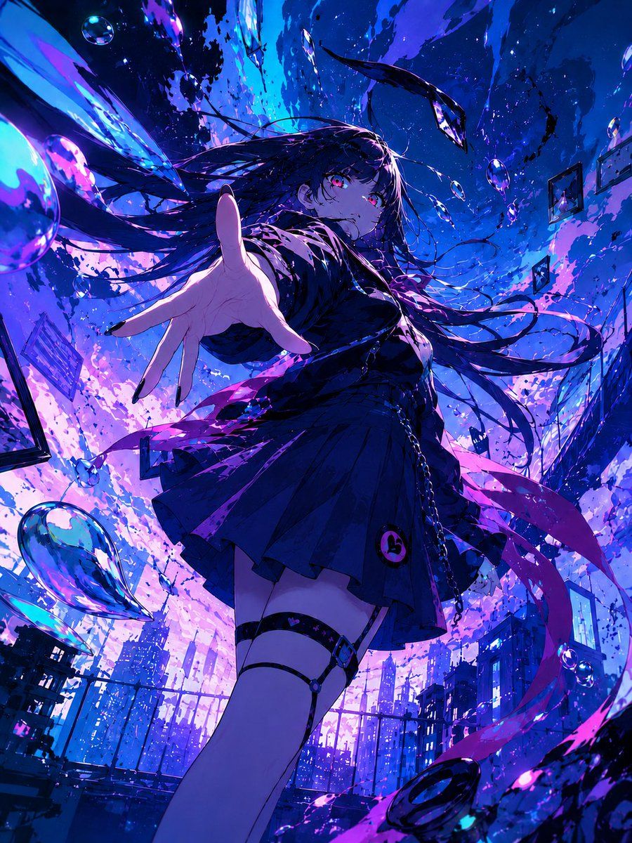 Neon Gothic Anime Girl — GPT Image 2 image prompt example