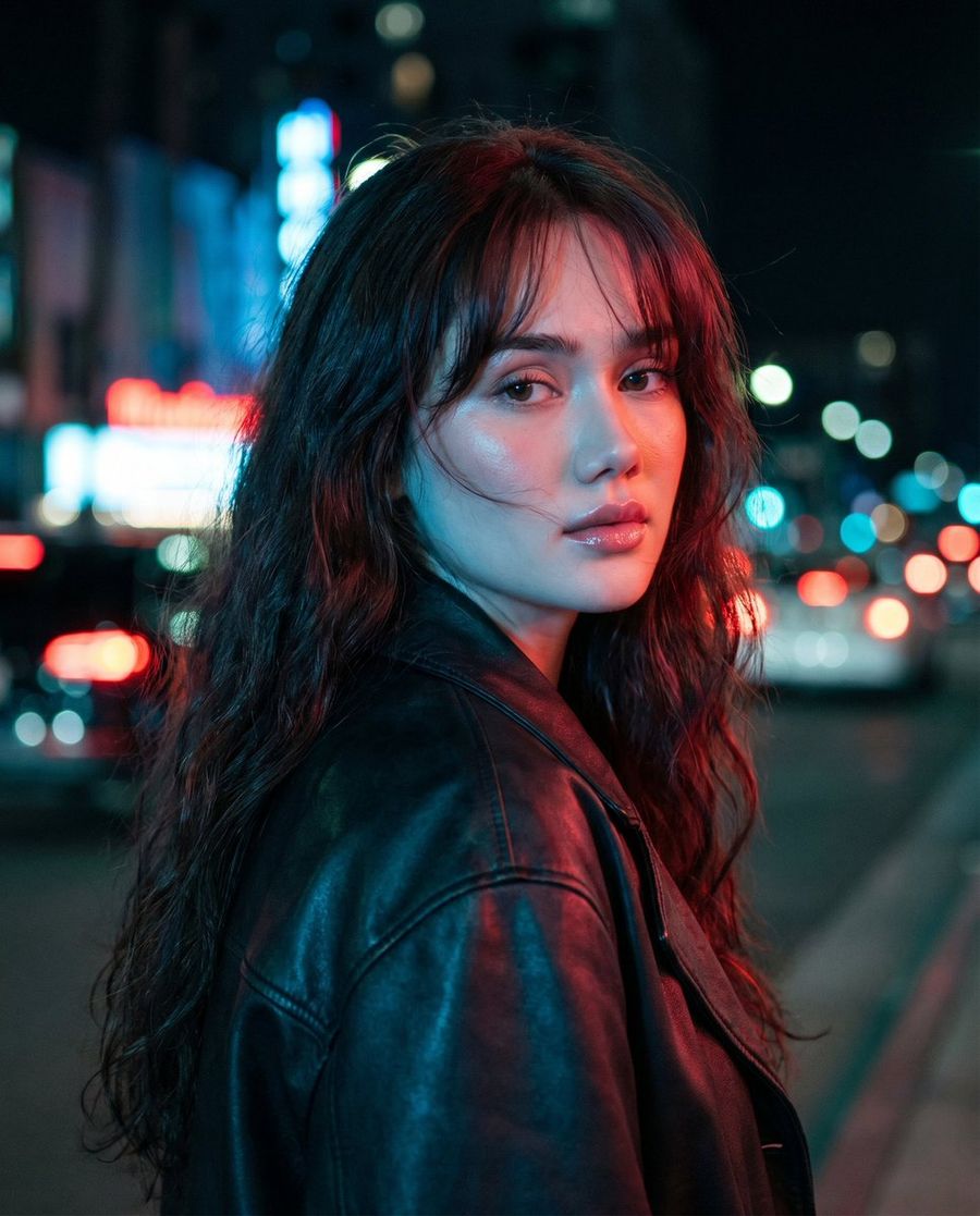 Neon Night Shoulder Look Portrait — GPT Image 2 image prompt example