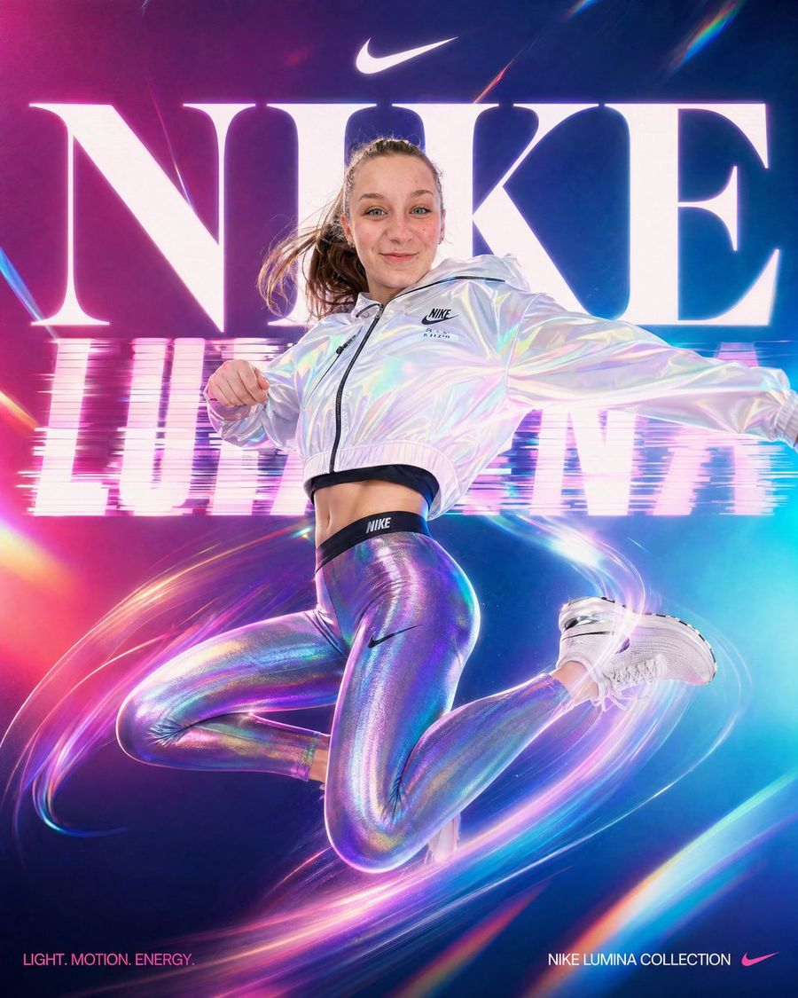 Neon Nike Lumina Ad Poster — GPT Image 2 image prompt example
