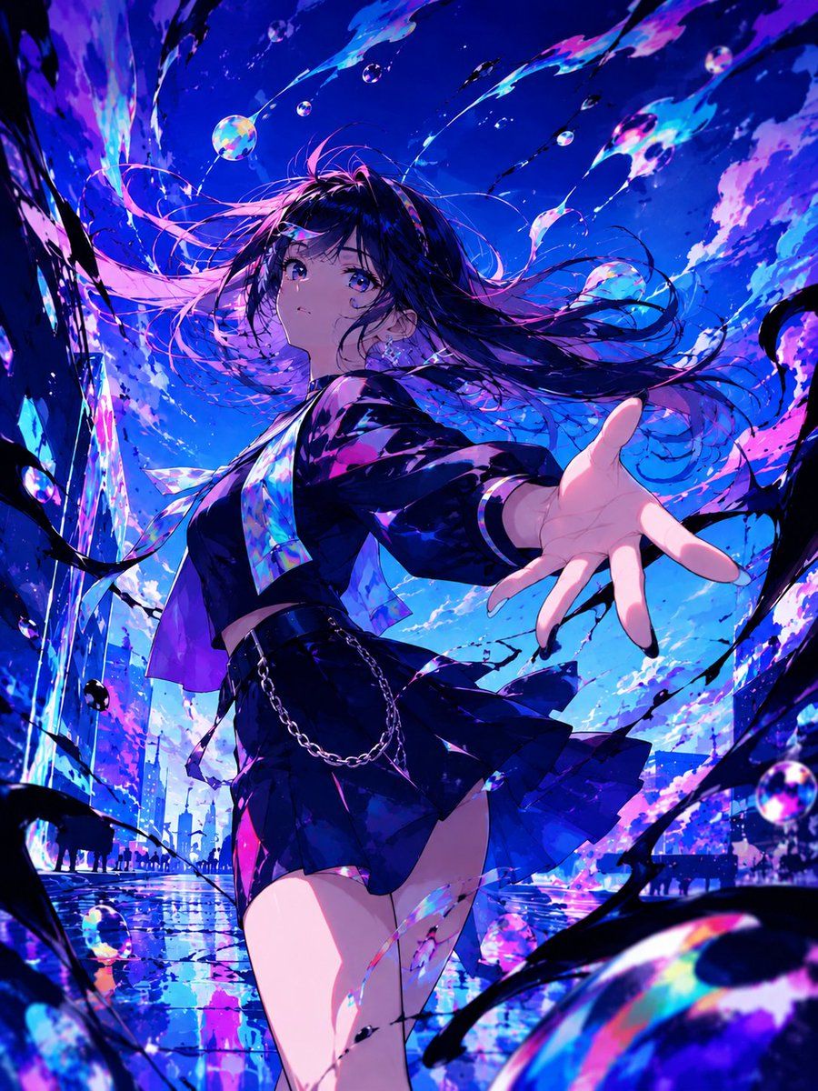 Neon Rain Anime Girl — GPT Image 2 image prompt example