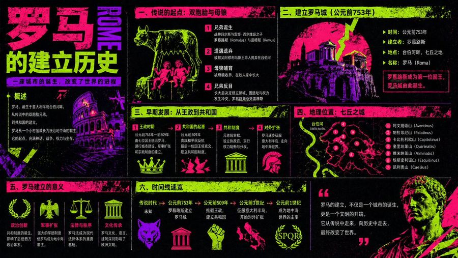 Neon Rome History Infographic — GPT Image 2 image prompt example
