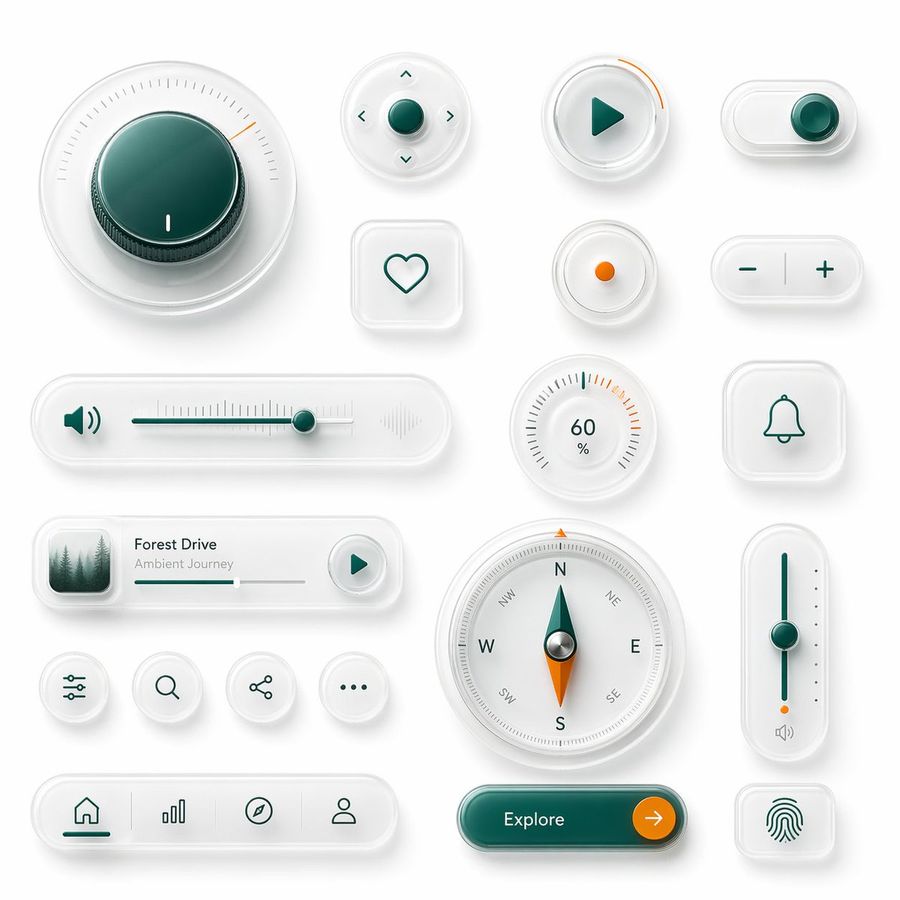 Neumorphic Glass Ui Kit Board — GPT Image 2 image prompt example