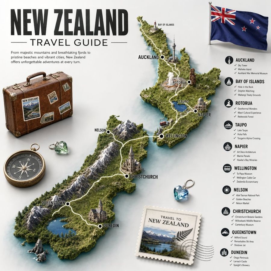 New Zealand Travel Guide Poster — GPT Image 2 image prompt example