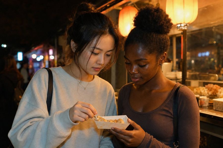 Night Market Friends Photo — GPT Image 2 image prompt example