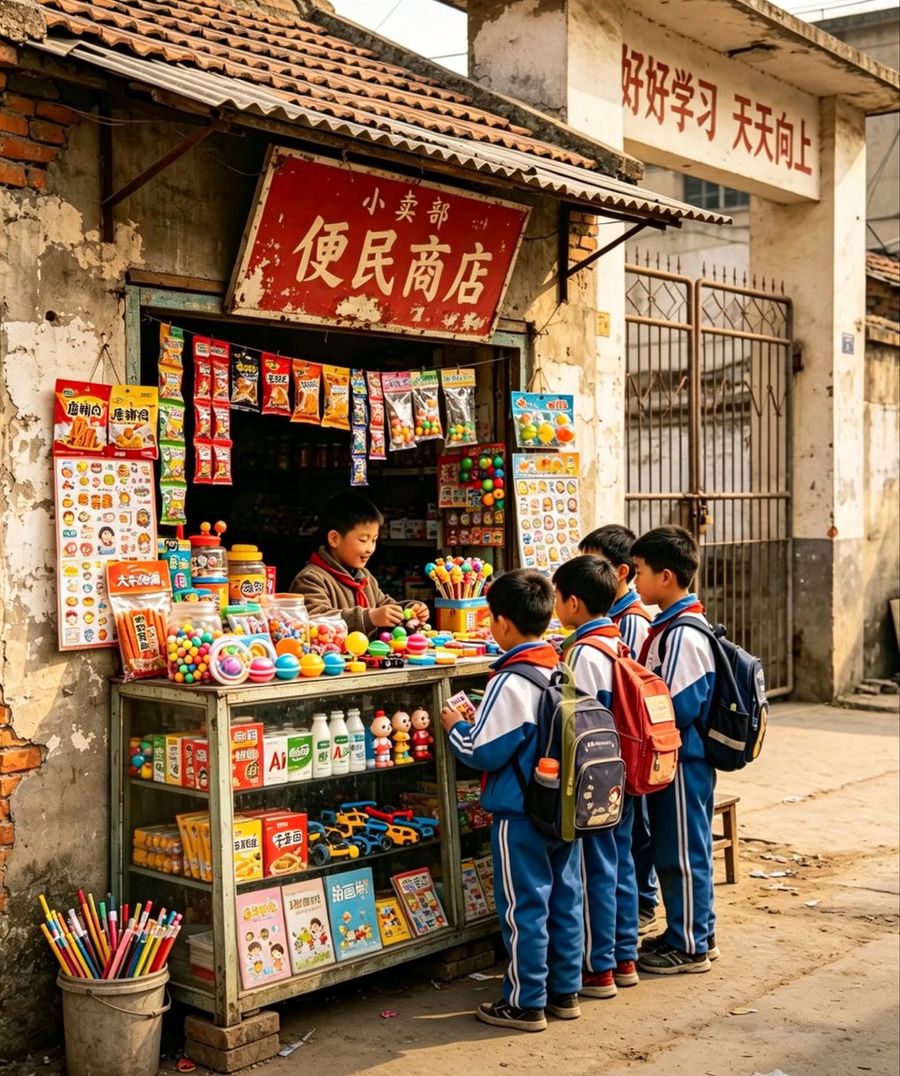 Nostalgic Chinese School Shop Scene — GPT Image 2 image prompt example