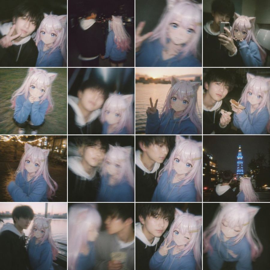 Nostalgic Shaky Couple Selfies — GPT Image 2 image prompt example
