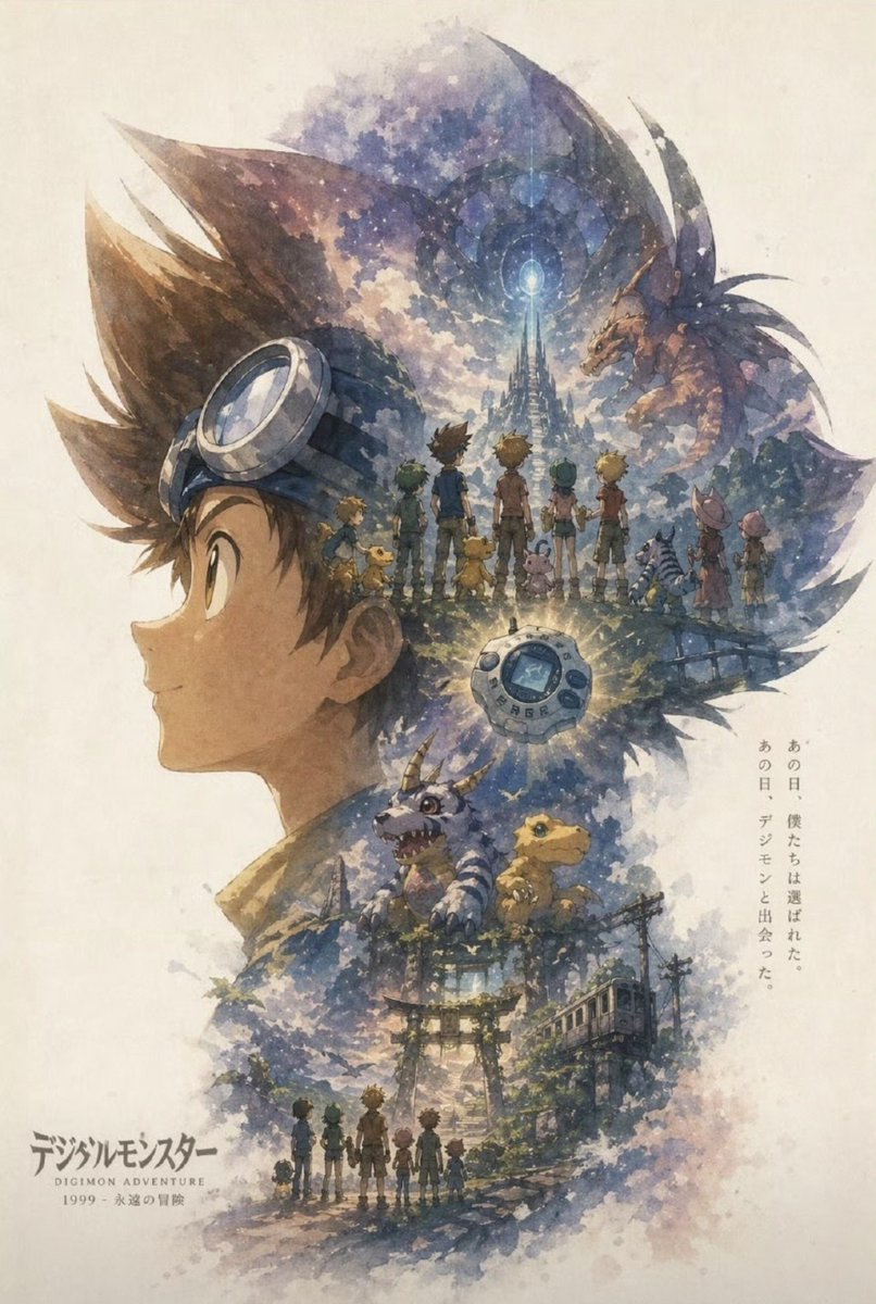 Nostalgic Watercolor Anime Adventure Poster — GPT Image 2 image prompt example