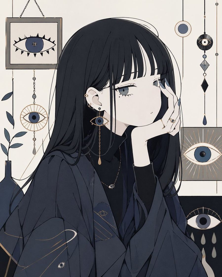 Occult Eye Motif Anime Portrait — GPT Image 2 image prompt example