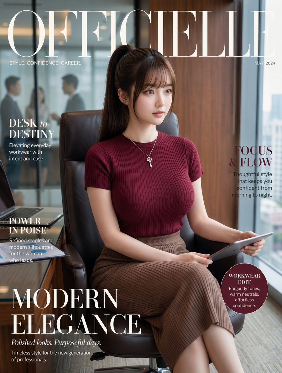 Office Fashion Magazine Cover by @yunaelegant — GPT Image 2 image prompt example