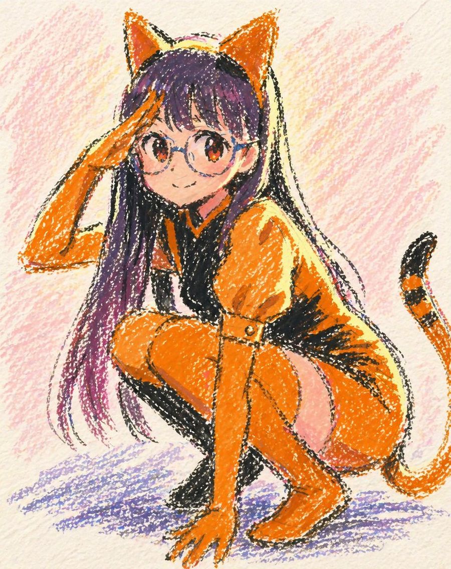 Oil Pastel Anime Catgirl — GPT Image 2 image prompt example