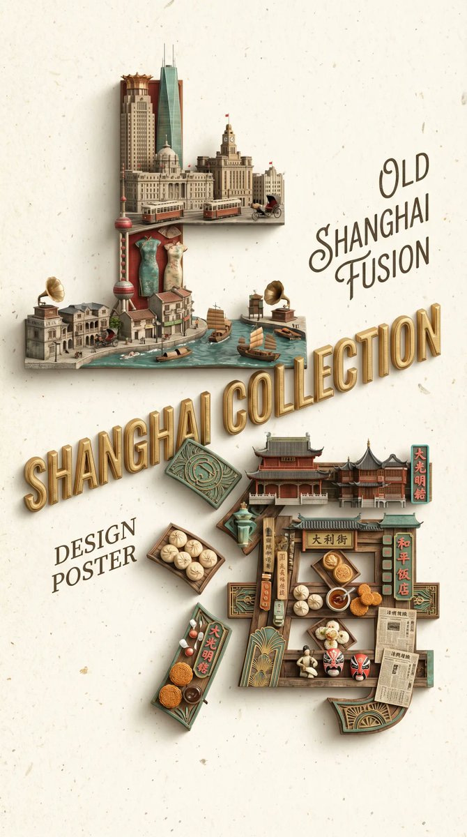 Old Shanghai Fusion Poster — GPT Image 2 image prompt example