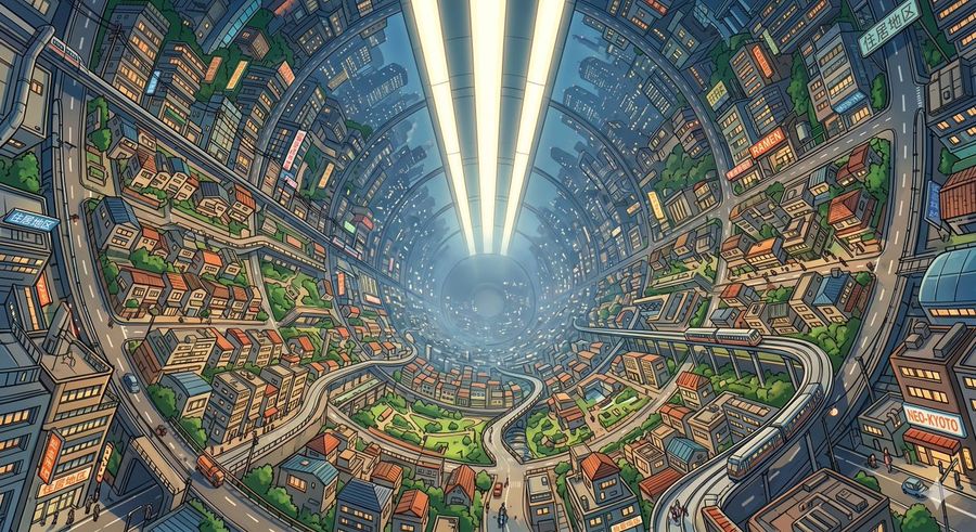 Oneill Cylinder Cityscape — GPT Image 2 image prompt example
