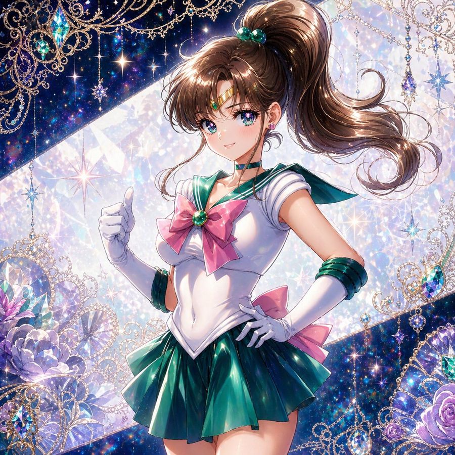 Ornate Emerald Magical Girl Portrait — GPT Image 2 image prompt example