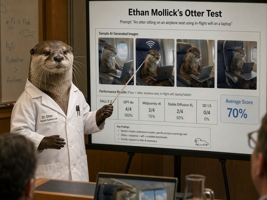 Otter Scientist Presentation — GPT Image 2 image prompt example