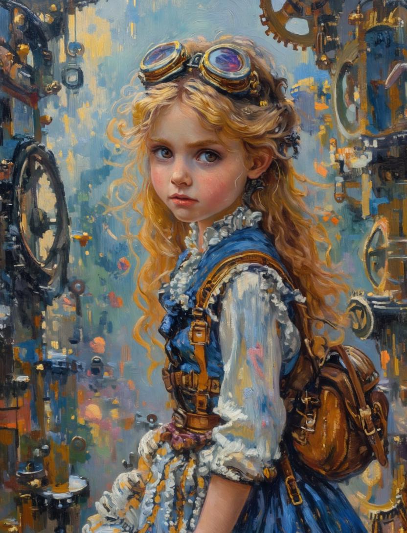 Painterly Steampunk Girl Portrait — GPT Image 2 image prompt example