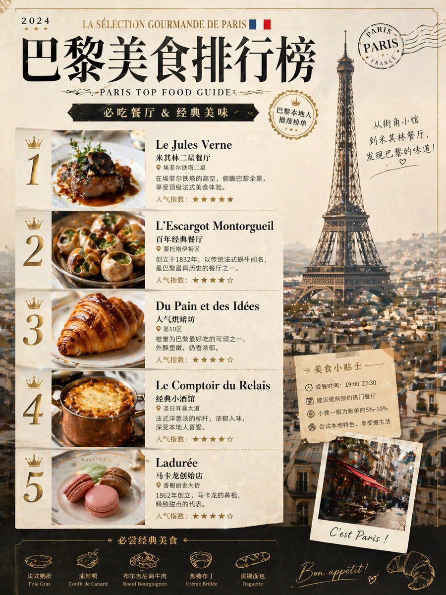 Paris Food Ranking Poster Prompt — GPT Image 2 image prompt example