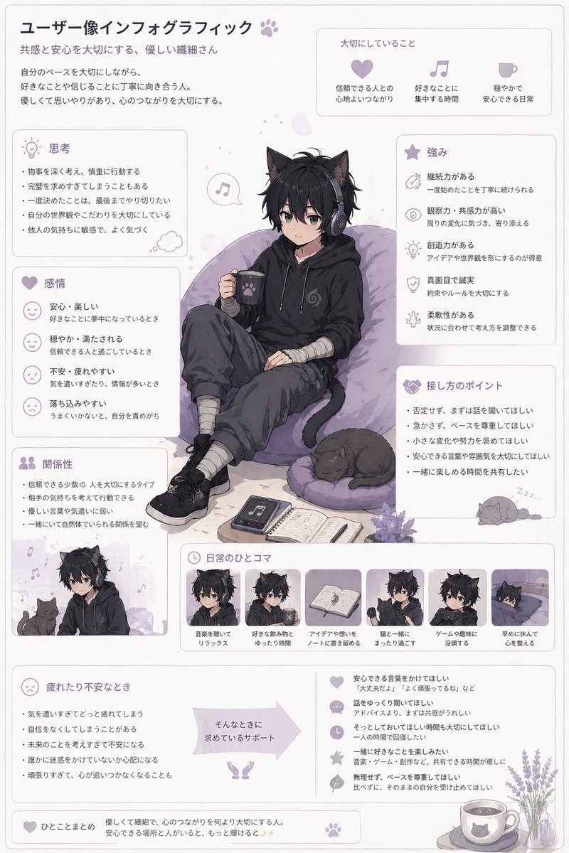 Pastel Anime User Persona Infographic — GPT Image 2 image prompt example