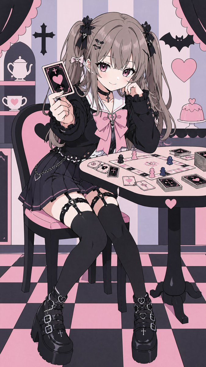 Pastel Goth Girl Playing Cards — GPT Image 2 image prompt example