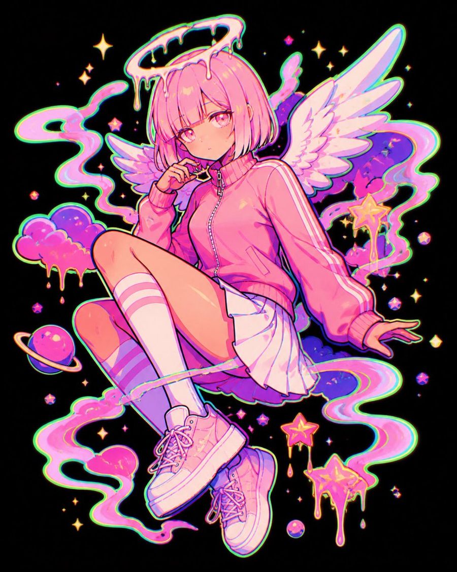 Pastel Neon Angel Girl — GPT Image 2 image prompt example