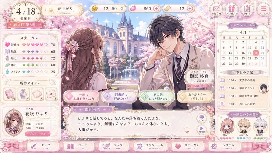 Pastel Otome Game Ui Mockup — GPT Image 2 image prompt example