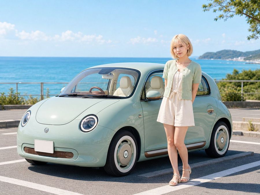 Pastel Retro Seaside Car — GPT Image 2 image prompt example