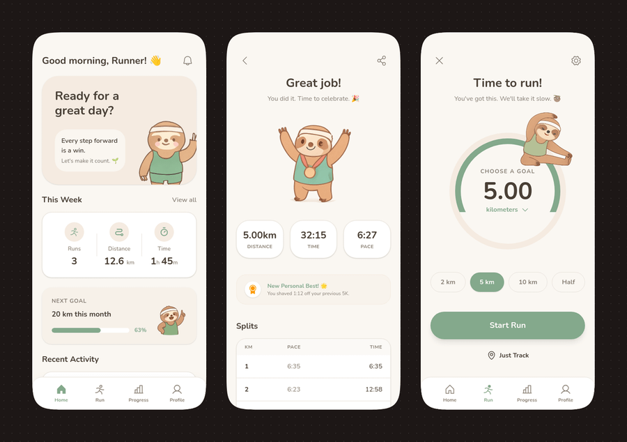 Pastel Running App Sloth — GPT Image 2 image prompt example