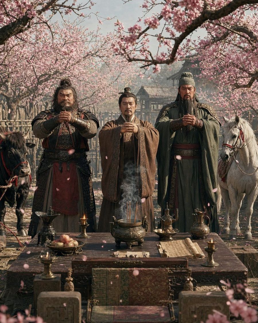 Peach Garden Oath Cinematic — GPT Image 2 image prompt example
